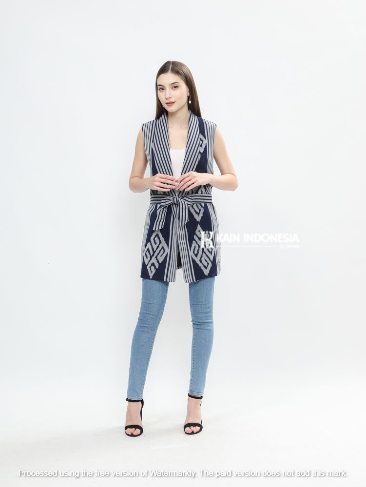 KIBS Vest Ressa Tenun Zola Biru Outer Wanita Kekinian