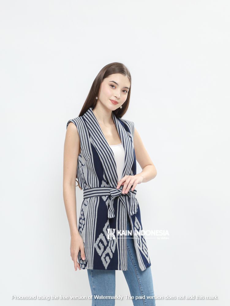 KIBS Vest Ressa Tenun Zola Biru Outer Wanita Kekinian