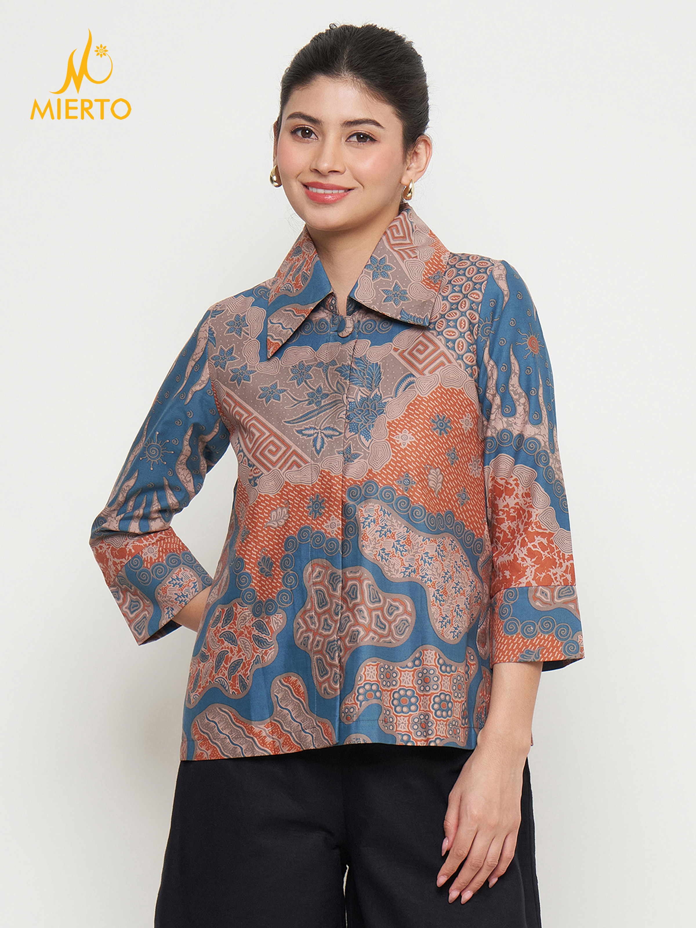 MIERTO - Blouse Atasan Batik Wanita Kantor Zoyas Series
