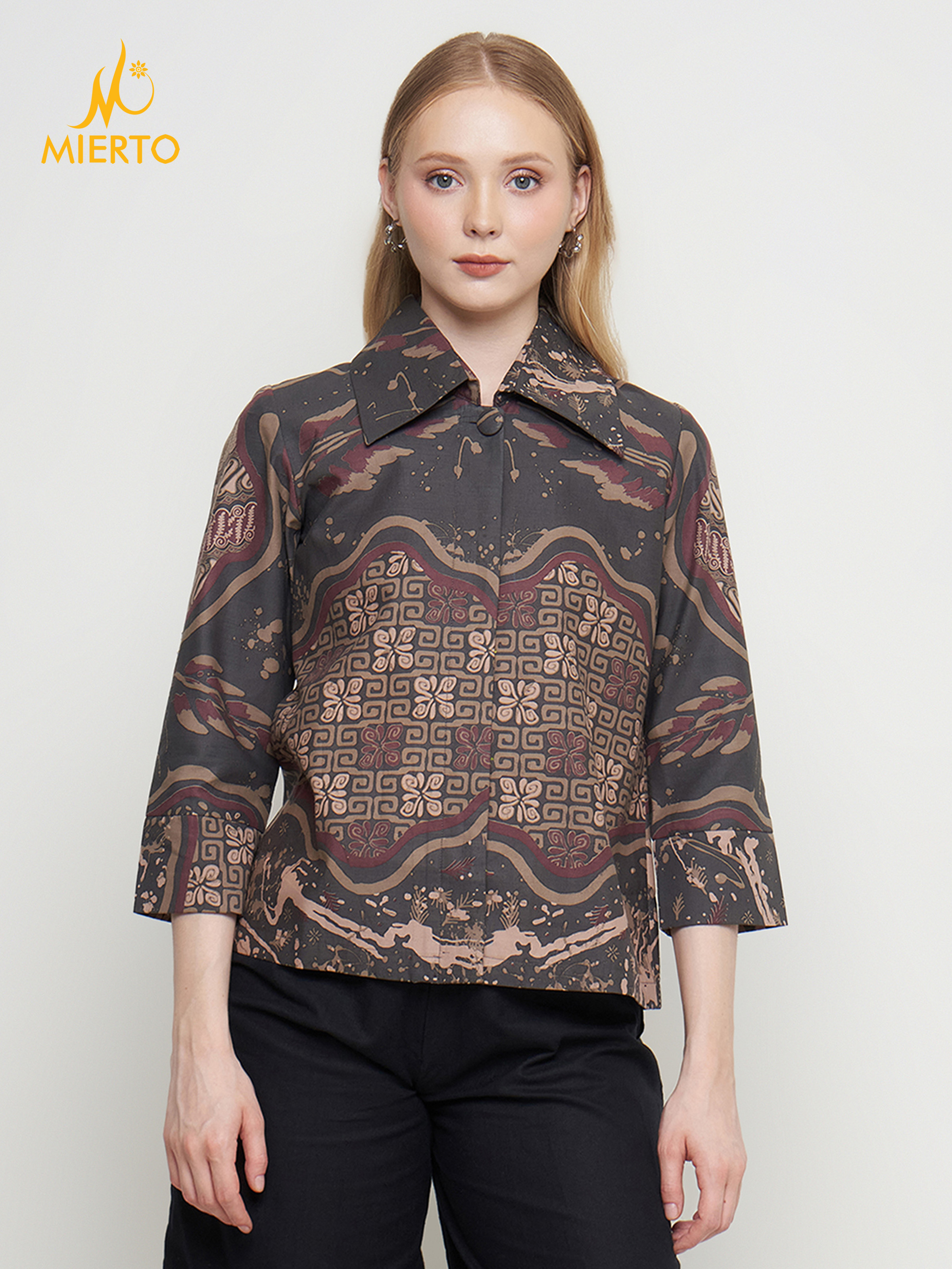 MIERTO - Blouse Atasan Batik Wanita Kantor Zoyas Series