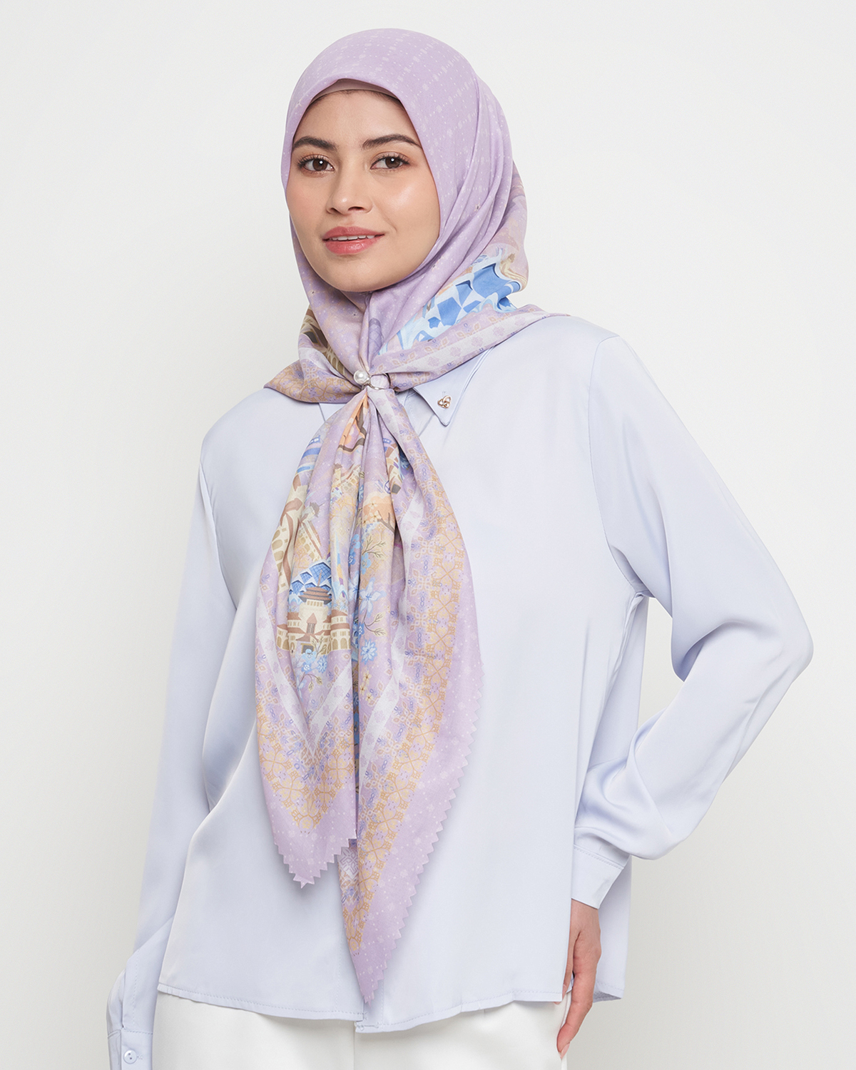 MIERTO Scarves Hijab Bandung Parahyangan Series Hijab Premium Segi Empat Modis Misty Rose Sage HJB06