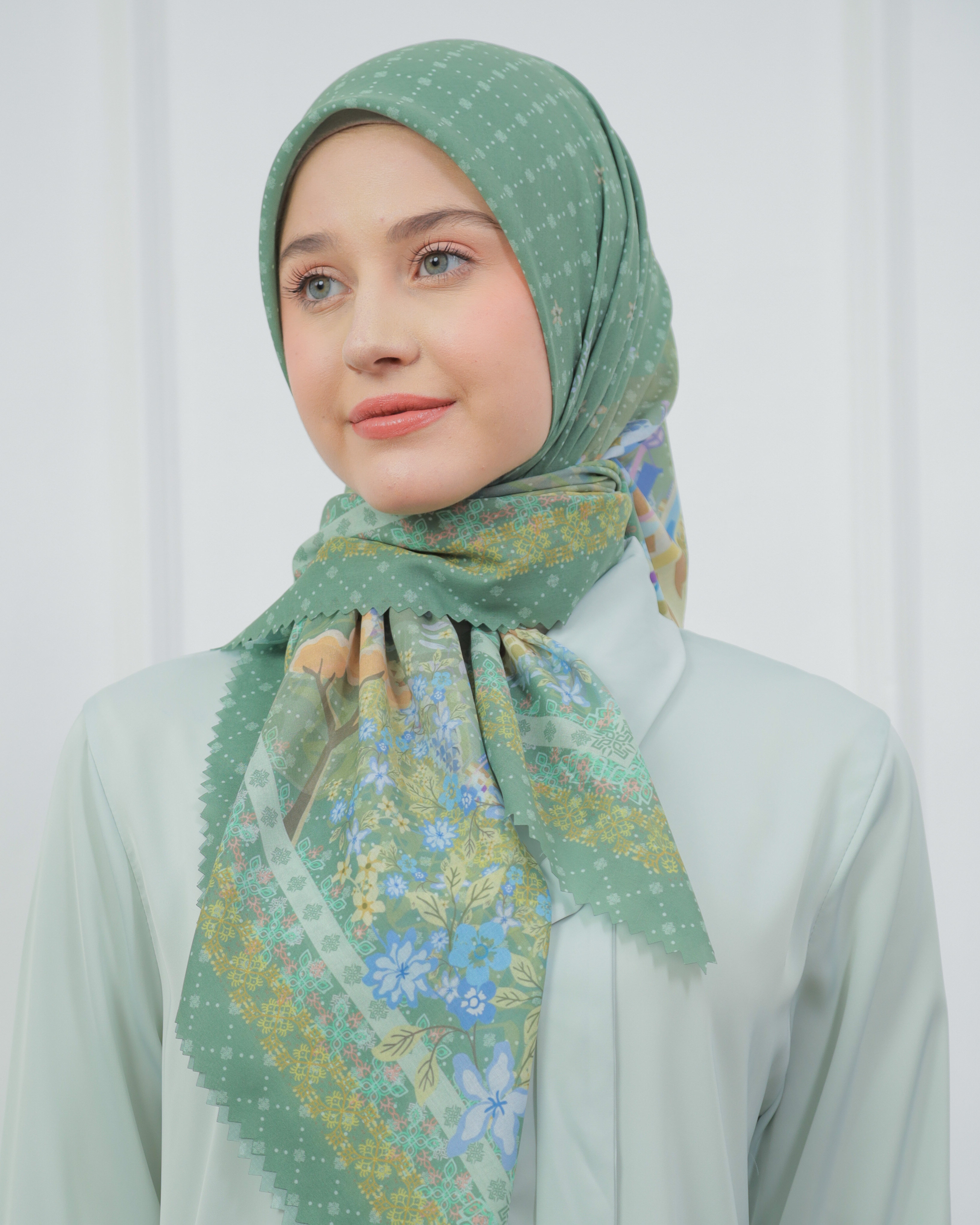 MIERTO Scarves Hijab Bandung Parahyangan Series Hijab Premium Segi Empat Modis Misty Rose Sage HJB06