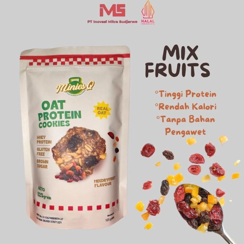 Minies Q Oat Protein Cookies Mix Fruit Healthy Snack Cemilan Sehat Makanan Diet Gluten Free