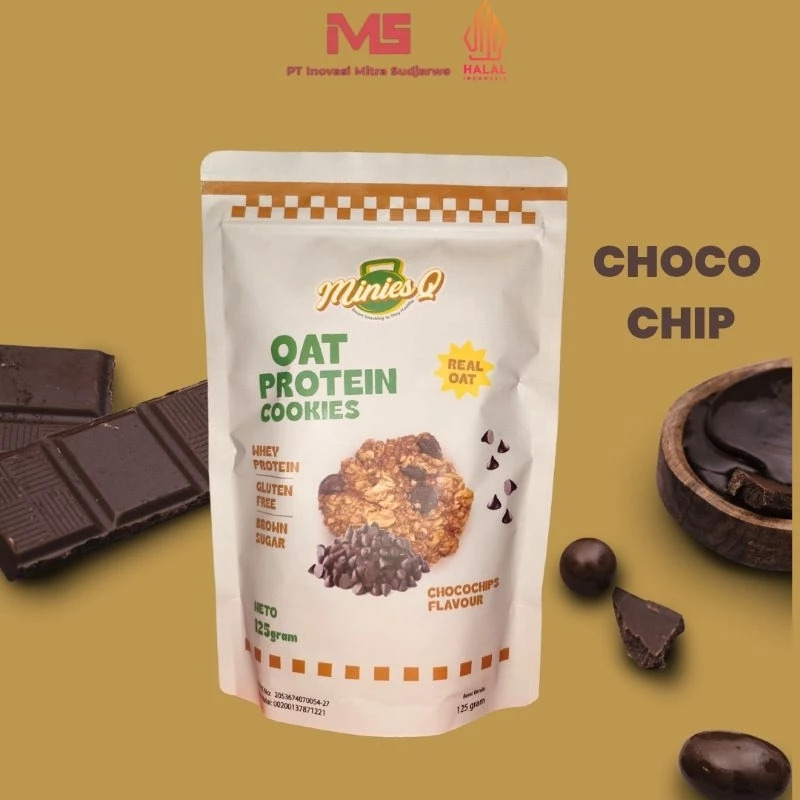 MINIES Q Oat Protein Chocolate Cookies Healthy Snack Cemilan sehat Gluten Free Makanan Diet