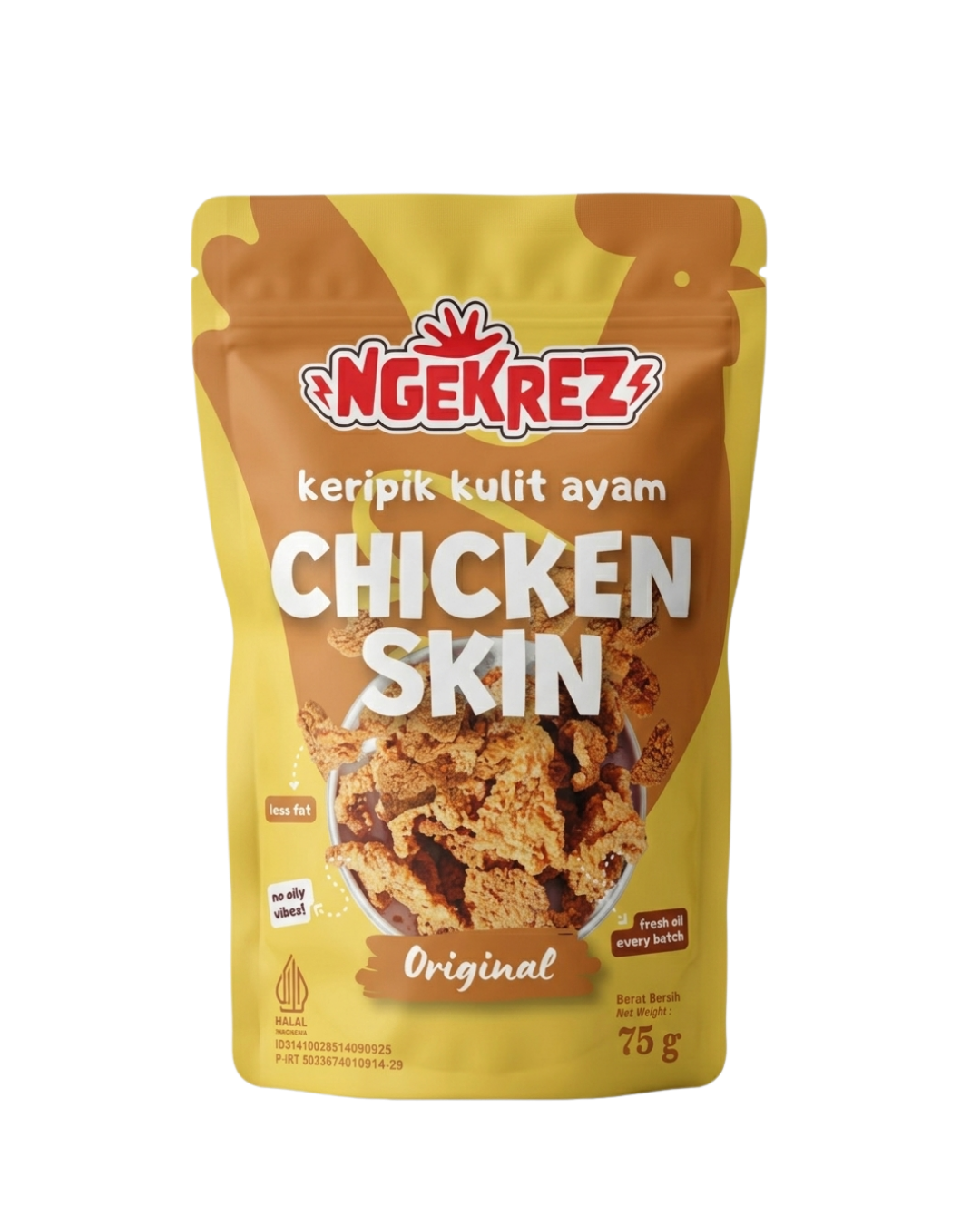 Original Keripik Kulit Ayam Krispi | NGEKREZ Chicken Skin Renyah Gurih Cemilan Enak Murah Snack Crispi Halal