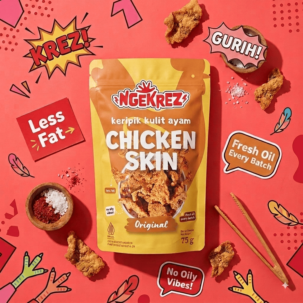 Original Keripik Kulit Ayam Krispi | NGEKREZ Chicken Skin Renyah Gurih Cemilan Enak Murah Snack Crispi Halal