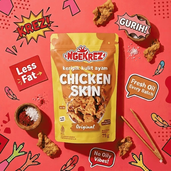 Original Keripik Kulit Ayam Krispi | NGEKREZ Chicken Skin Renyah Gurih Cemilan Enak Murah Snack Crispi Halal