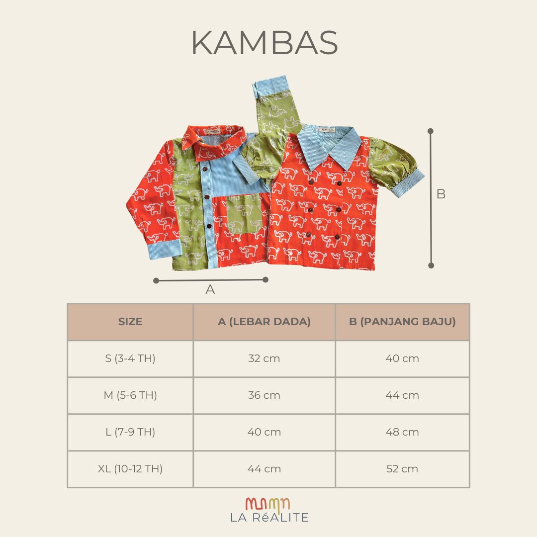 [3-12 TAHUN] LA RéALITE - KAMBAS SHIRT - KEMEJA ATASAN BATIK CAP ANAK CEWE COWO