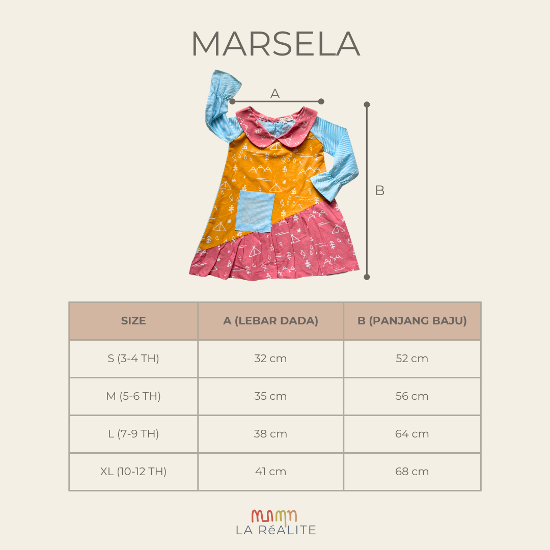 [3-12 TAHUN] LA RéALITE - MARSELA TUNIC DRESS - BAJU TUNIK DRES BATIK CAP KOMBINASI ANAK PEREMPUAN CEWE