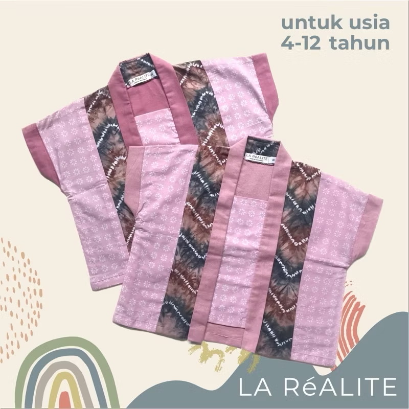 [4-12TAHUN] LA RéALITE - NINGGUNG TOP - KUTUBARU KEBAYA KEMEJA ATASAN BATIK CAP SASIRANGAN BATWING ANAK CEWE