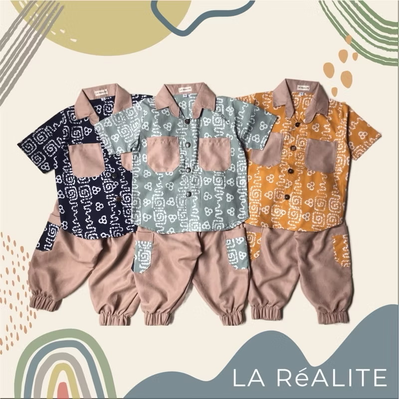 [1-7 TAHUN] LA RéALITE - IDUL SET - RAYA SERIES BAJU LEBARAN SET KEMEJA JOGGER PANTS BATIK CAP KOMBINASI BALITA ANAK COWO