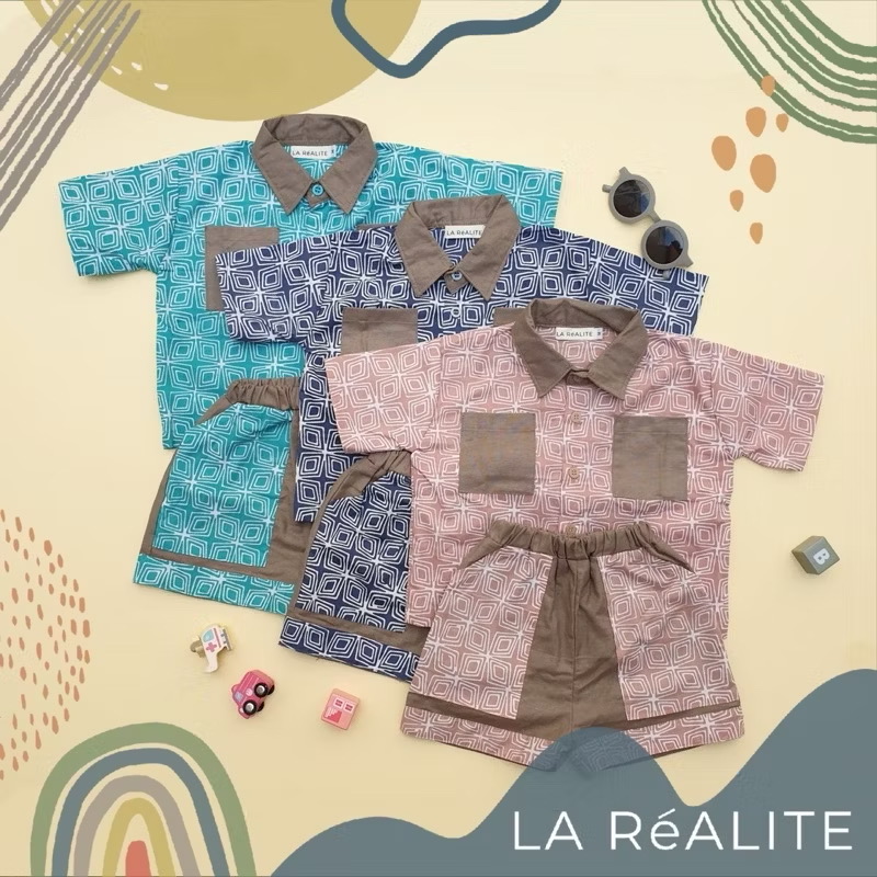 LA RéALITE - WAIGEO HOMEY SET - SETELAN BAJU BATIK ANAK BAYI BALITA COWO LAKI-LAKI