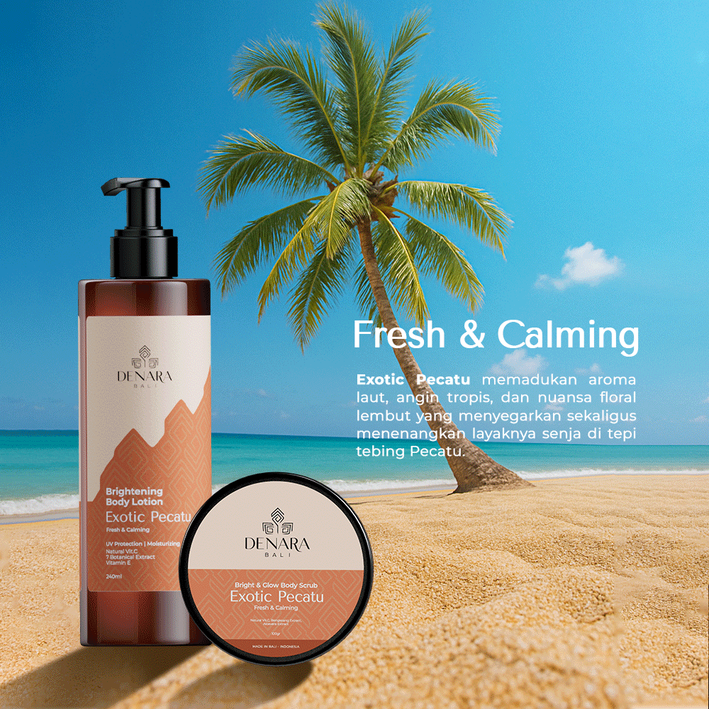 Denara Bali Bright & Glow Body Scrub Exotic Pecatu 100gr | Mencerahkan, Melembapkan & Mengangkat Sel Kulit Mati