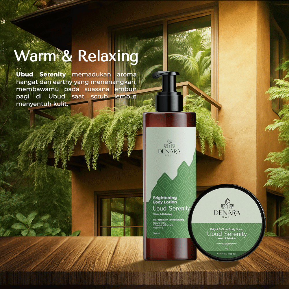 Denara Bali Bright & Glow Body Scrub Ubud Serenity 100gr | Mencerahkan, Melembabkan & Mengangkat Sel Kulit Mati