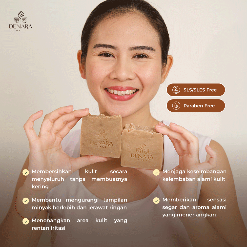 Denara Bali Tea Tree & Tamanu Soap 110gr | Sabun Alami Merawat Kulit Berjerawat & Mengontrol Minyak