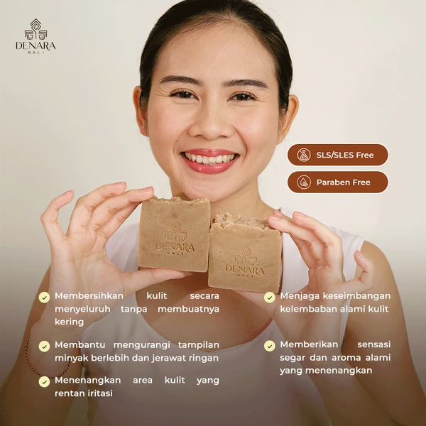 Denara Bali Tea Tree & Tamanu Soap 110gr | Sabun Alami Merawat Kulit Berjerawat & Mengontrol Minyak