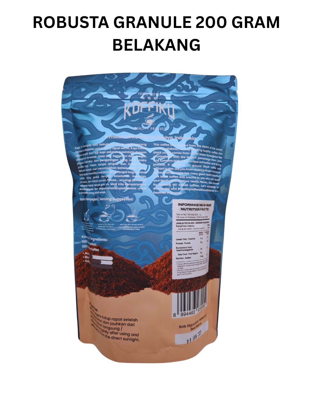 ROBUSTA GRANULE 200 gram Agglomerated Instan Coffee / Kopi Hitam Tanpa Ampas