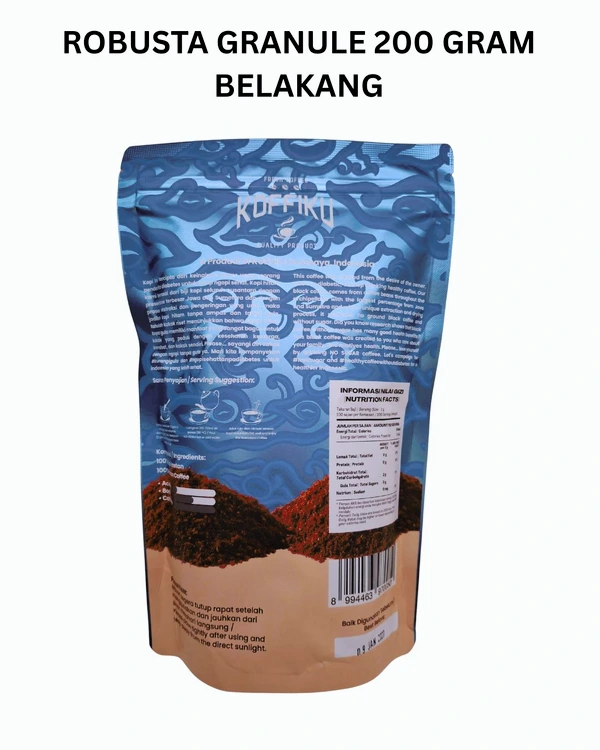 ROBUSTA GRANULE 200 gram Agglomerated Instan Coffee / Kopi Hitam Tanpa Ampas
