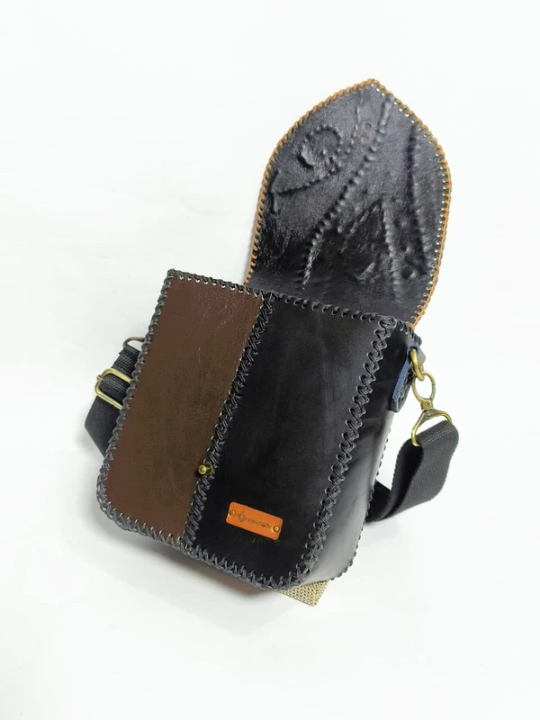 UWAISGEN Tas Selempang Kulit Tas Endek Etnik Bali Handmade Caspian Bag