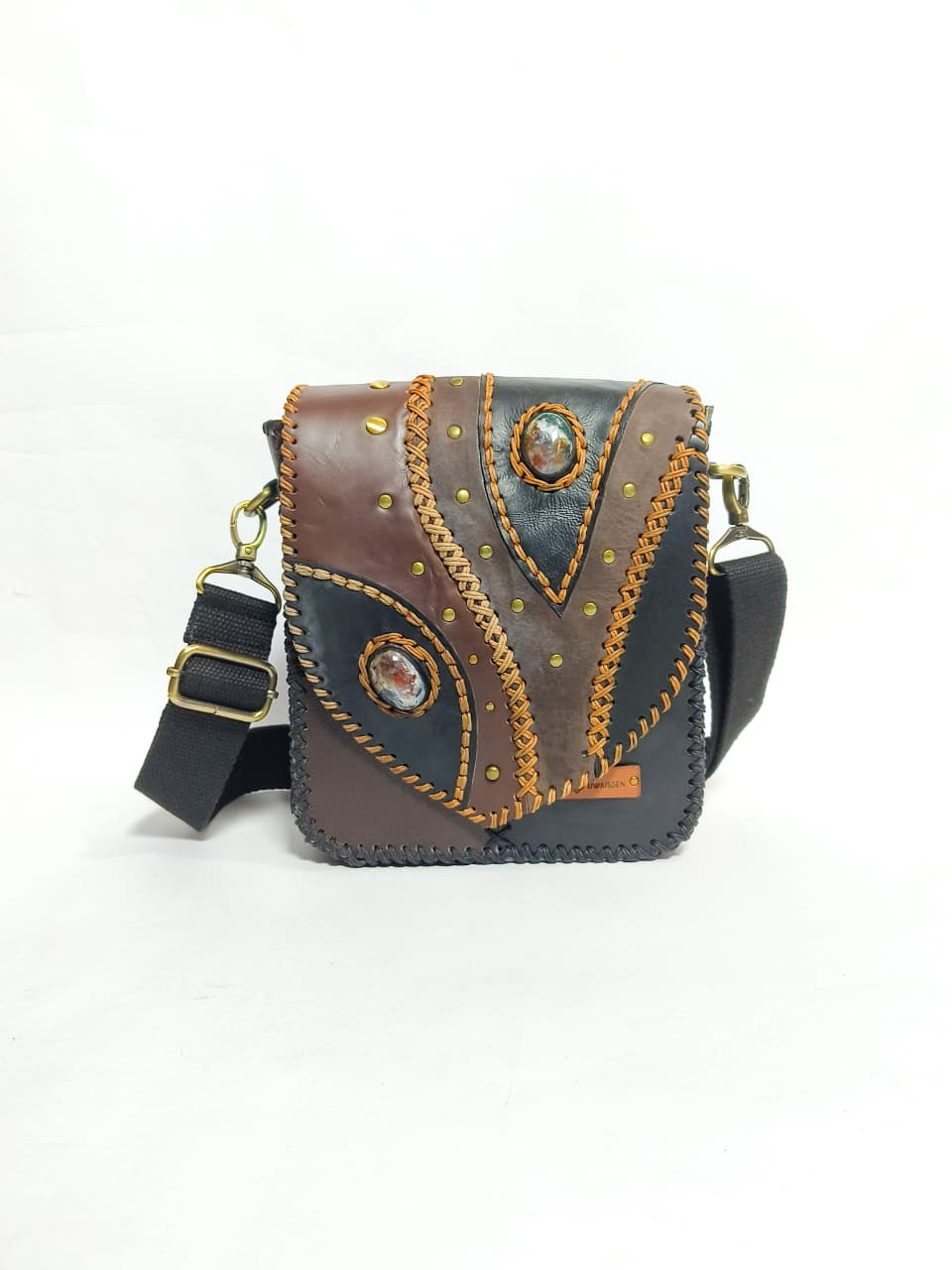 UWAISGEN Tas Selempang Kulit Tas Endek Etnik Bali Handmade Caspian Bag