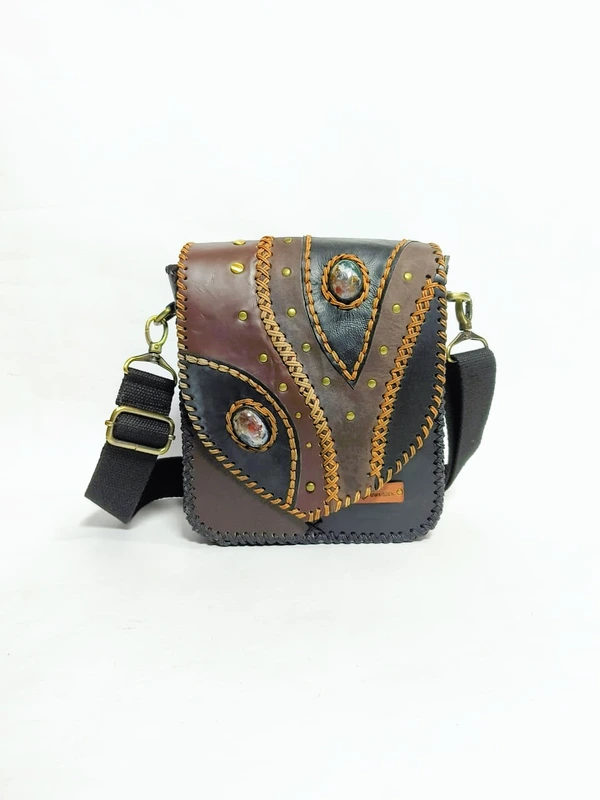 UWAISGEN Tas Selempang Kulit Tas Endek Etnik Bali Handmade Caspian Bag
