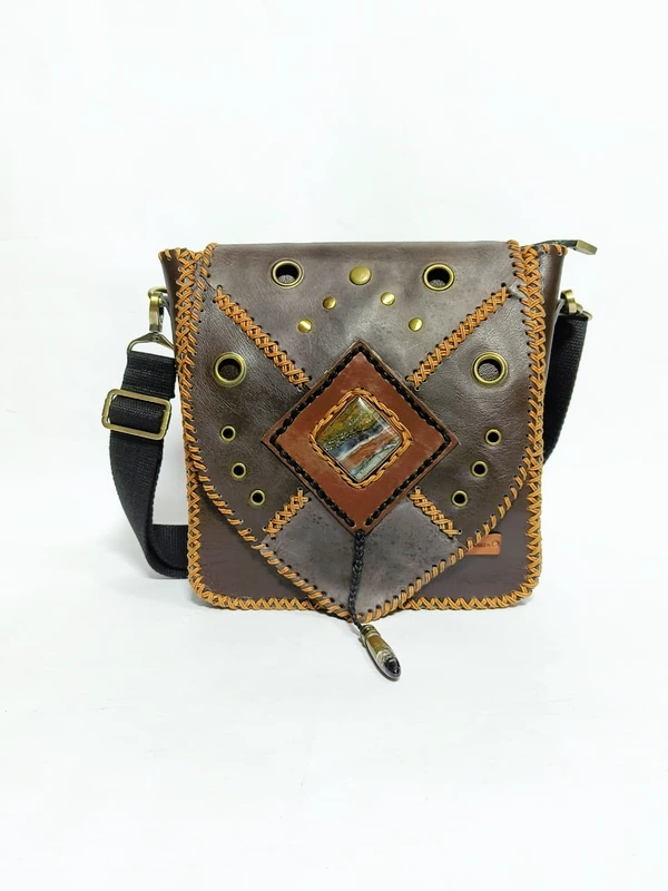 UWAISGEN Tas Selempang Kulit Tas Endek Etnik Bali Handmade Caspian Bag