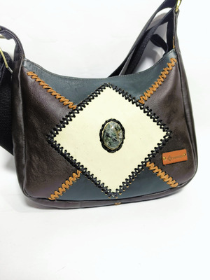 UWAISGEN Tas Selempang Kulit Tas Endek Etnik Handmade Bali Luna Slingag