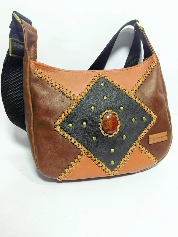 UWAISGEN Tas Selempang Kulit Tas Endek Etnik Handmade Bali Luna Slingag