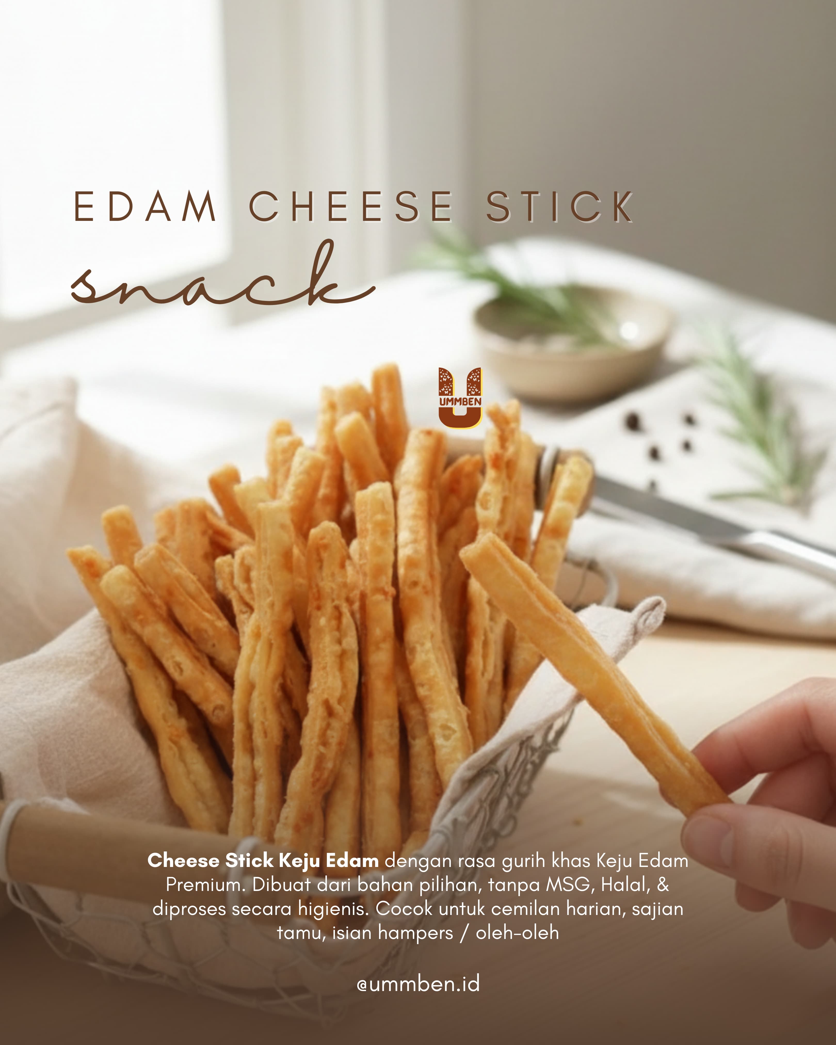 MACIIS Ummben Cheese Stick Keju Edam Pouch 80g Cemilan Anak Dewasa Homemade Tanpa MSG Halal