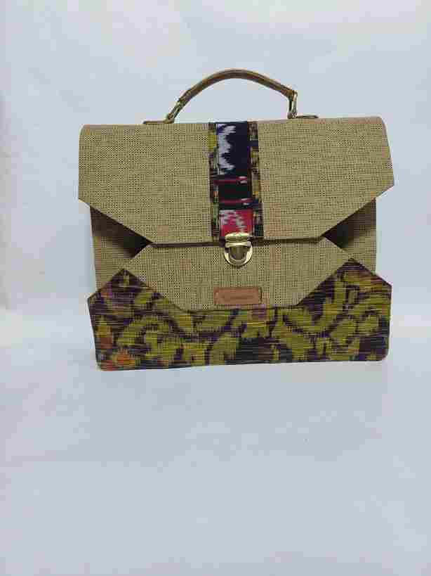 UwaisGen Tas Etnik Bali Tas Laptop Faiz 16 Inchi Goni Endek Souvenir Tas Laptop Pria/Wanita Handmade