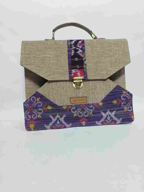 UwaisGen Tas Etnik Bali Tas Laptop Faiz 16 Inchi Goni Endek Souvenir Tas Laptop Pria/Wanita Handmade
