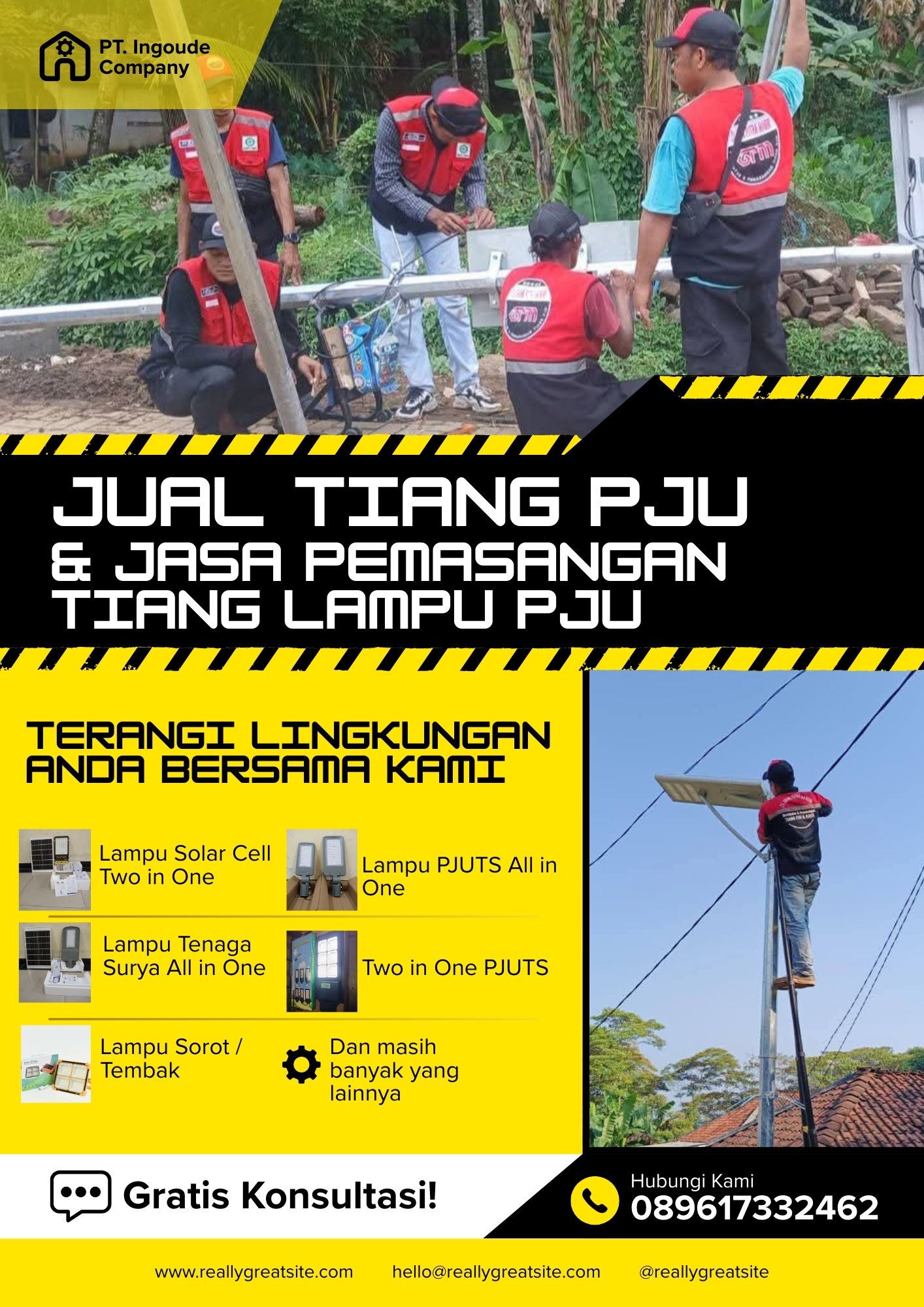 Tiang PJU Oktagonal Single Parabole 5 meter