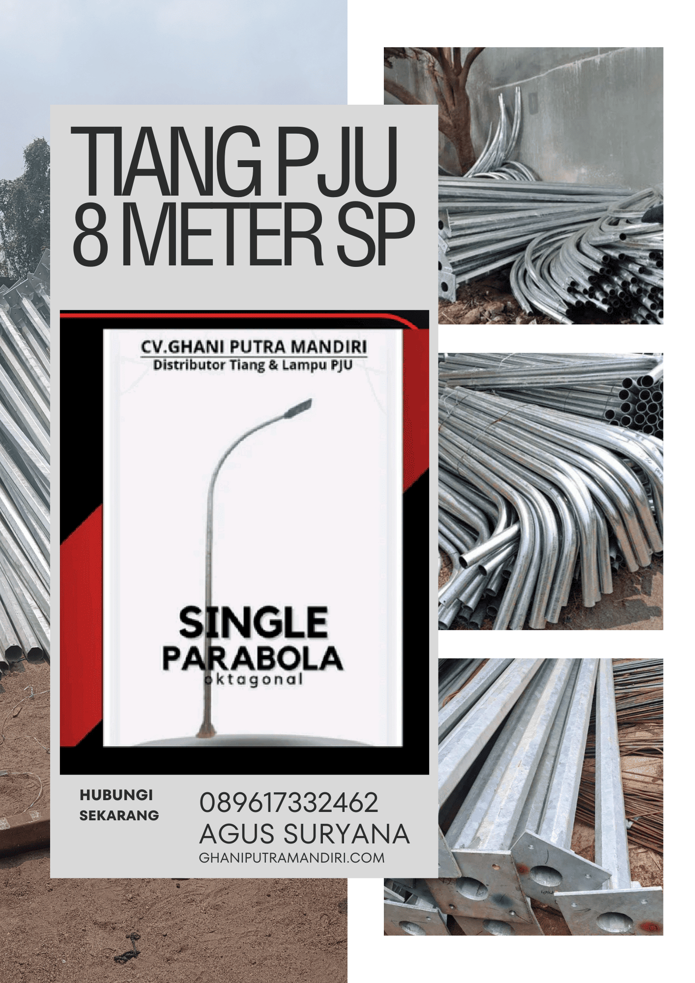 Tiang Lampu PJU OKTAGONAL 8 meter