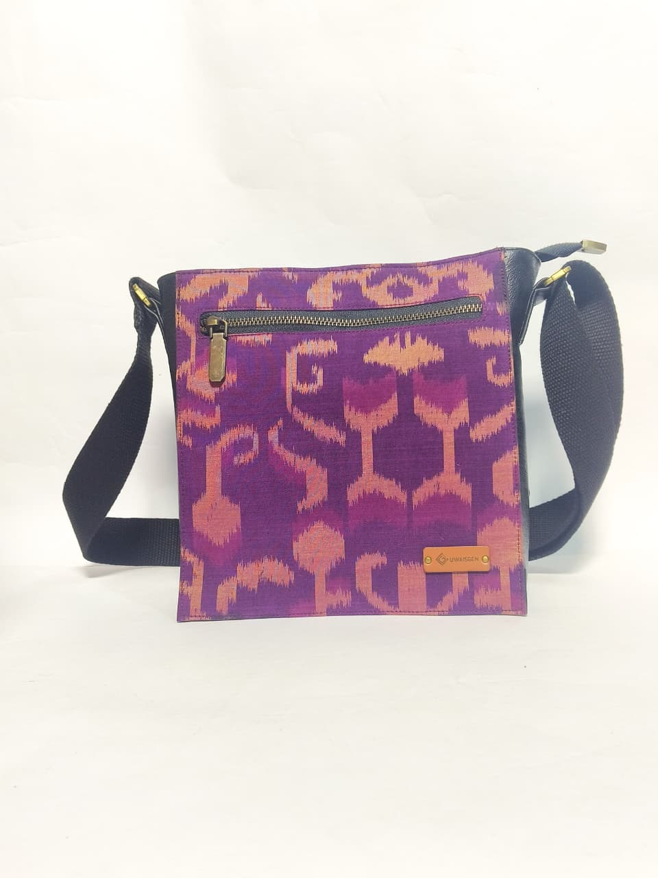 UWAISGEN Tas Etnik Bali Kulit Endek Kindy Bag Tas Selempang Pria Wanita Handmade