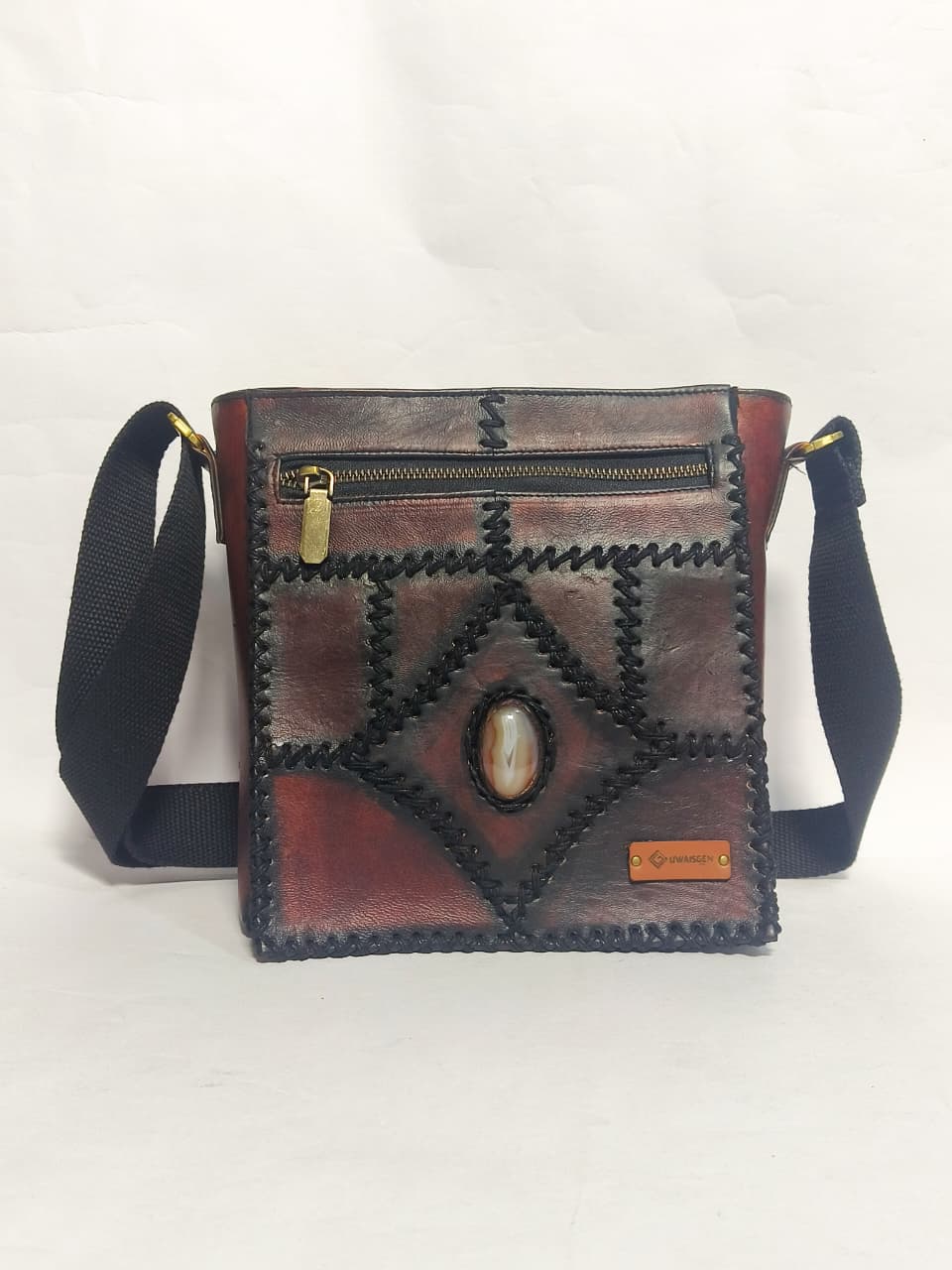 UWAISGEN Tas Etnik Bali Kulit Endek Kindy Bag Tas Selempang Pria Wanita Handmade