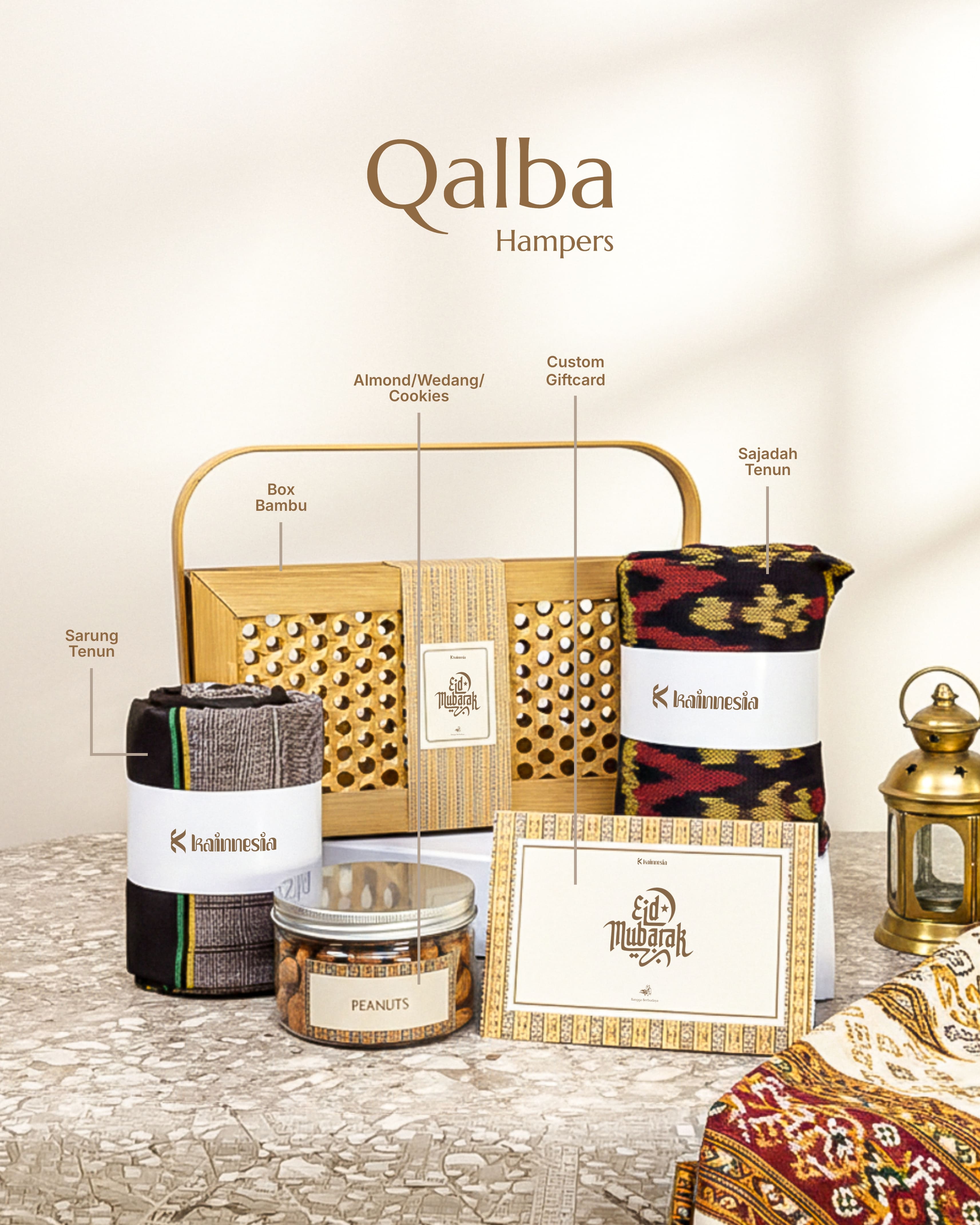 Kainnesia Raya Signature Hampers Rectangle Medium - Qalba Hampers Islami Series - Hampers Lebaran