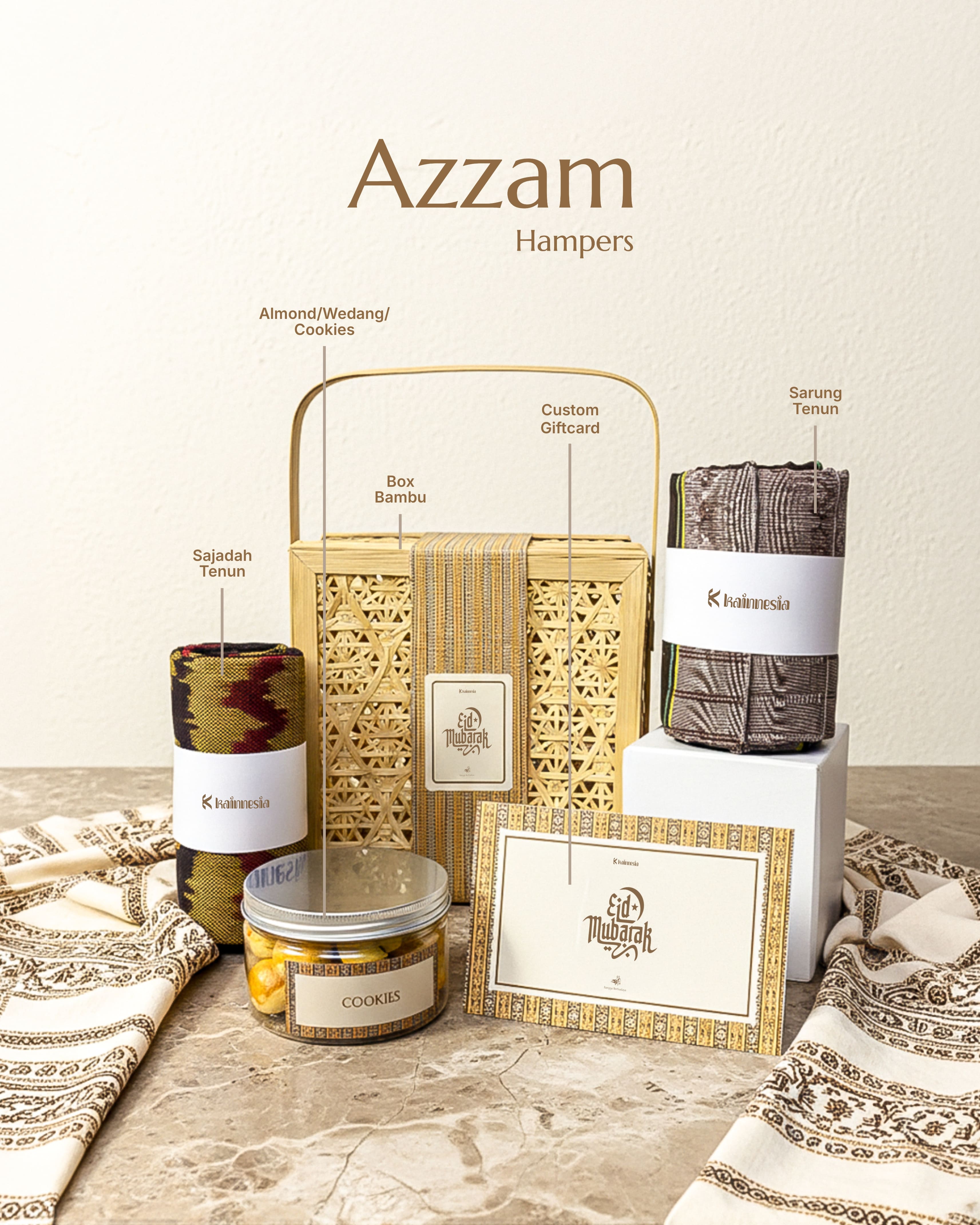 Kainnesia Raya Signature Hampers Square Medium - Azzam Hampers Islami Series - Hampers Lebaran