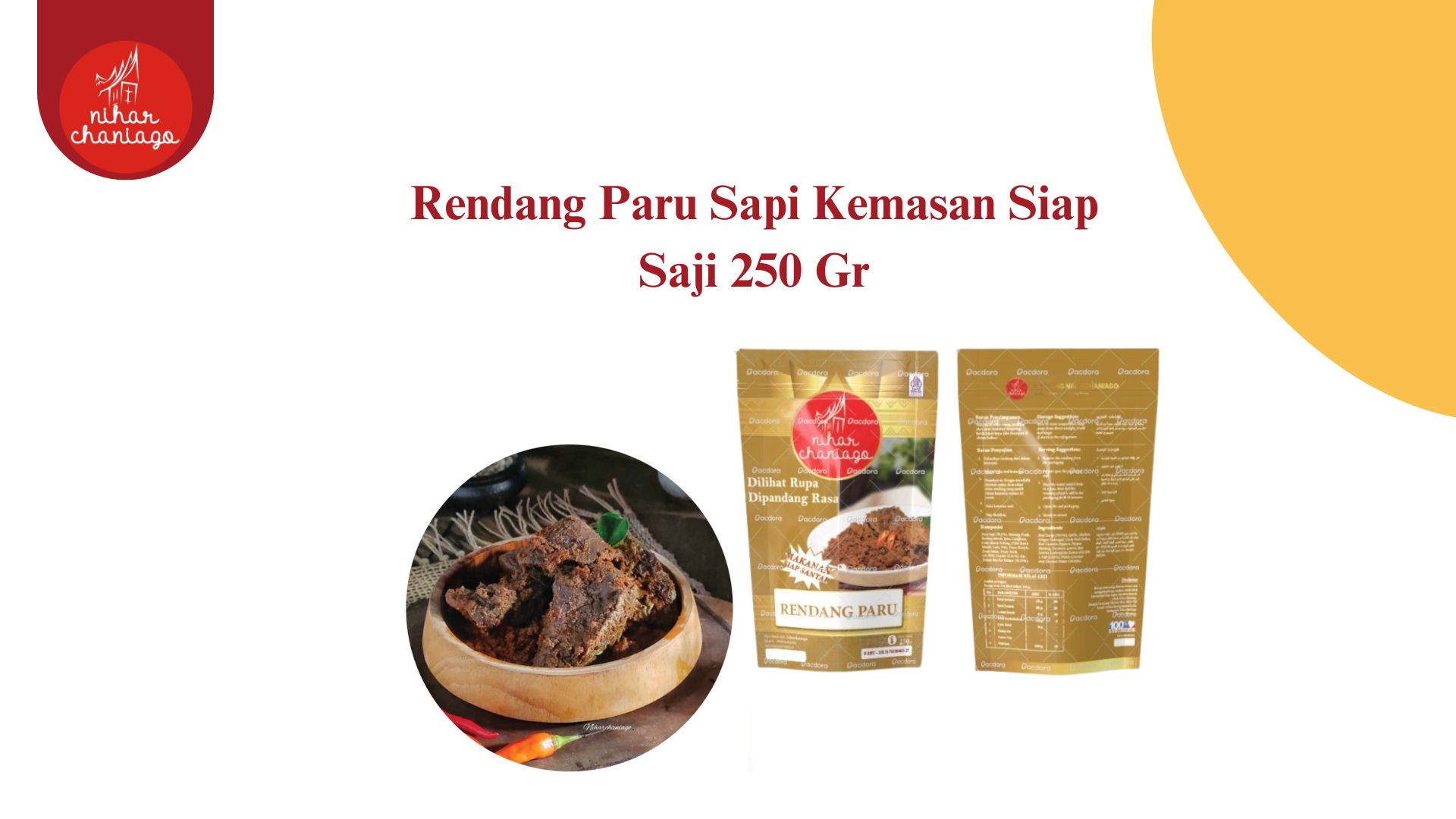 Rendang Paru Kemasan Siap Saji 250 Gr