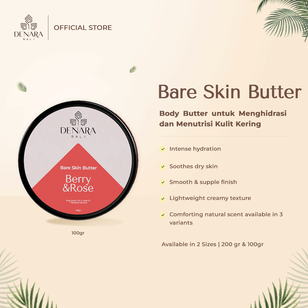 Denara Bali Bare Skin Butter Berry & Rose 100gr | Menutrisi dan Menghidrasi Kulit