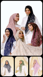 Jilbab Motif Segi Empat - Kembang Berkisah
