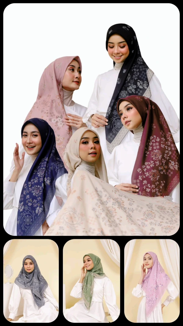 Jilbab Motif Segi Empat - Kembang Berkisah