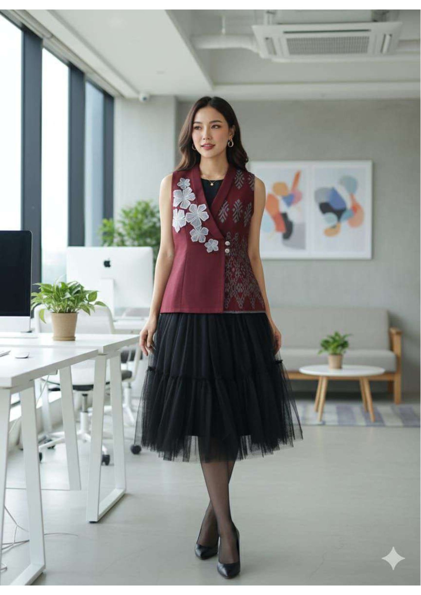 Outer tenun kediri warna marun