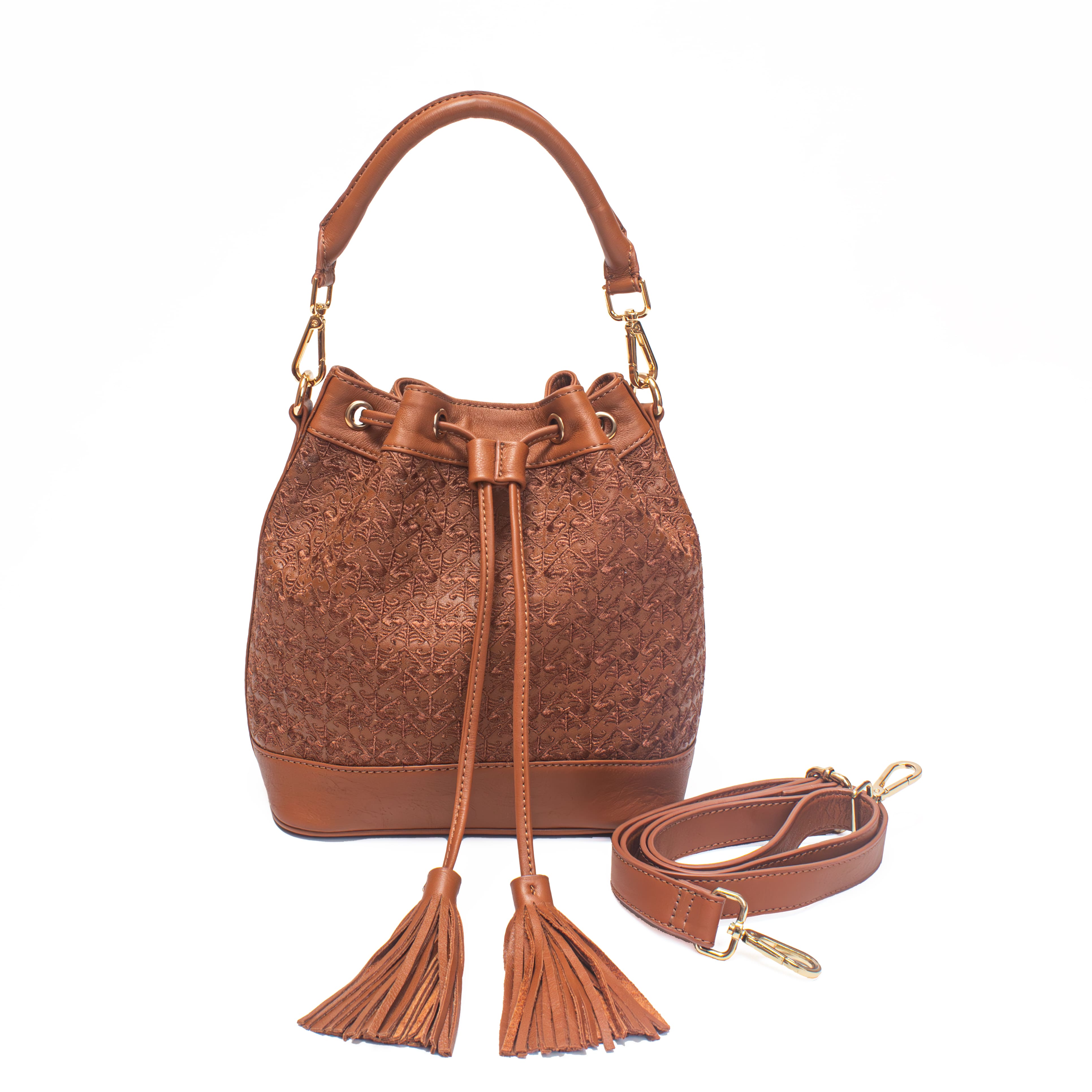 Cani Bucket Sling Bag Batik Embroidery Genuine Leather Kulit Asli - Gammara Leather