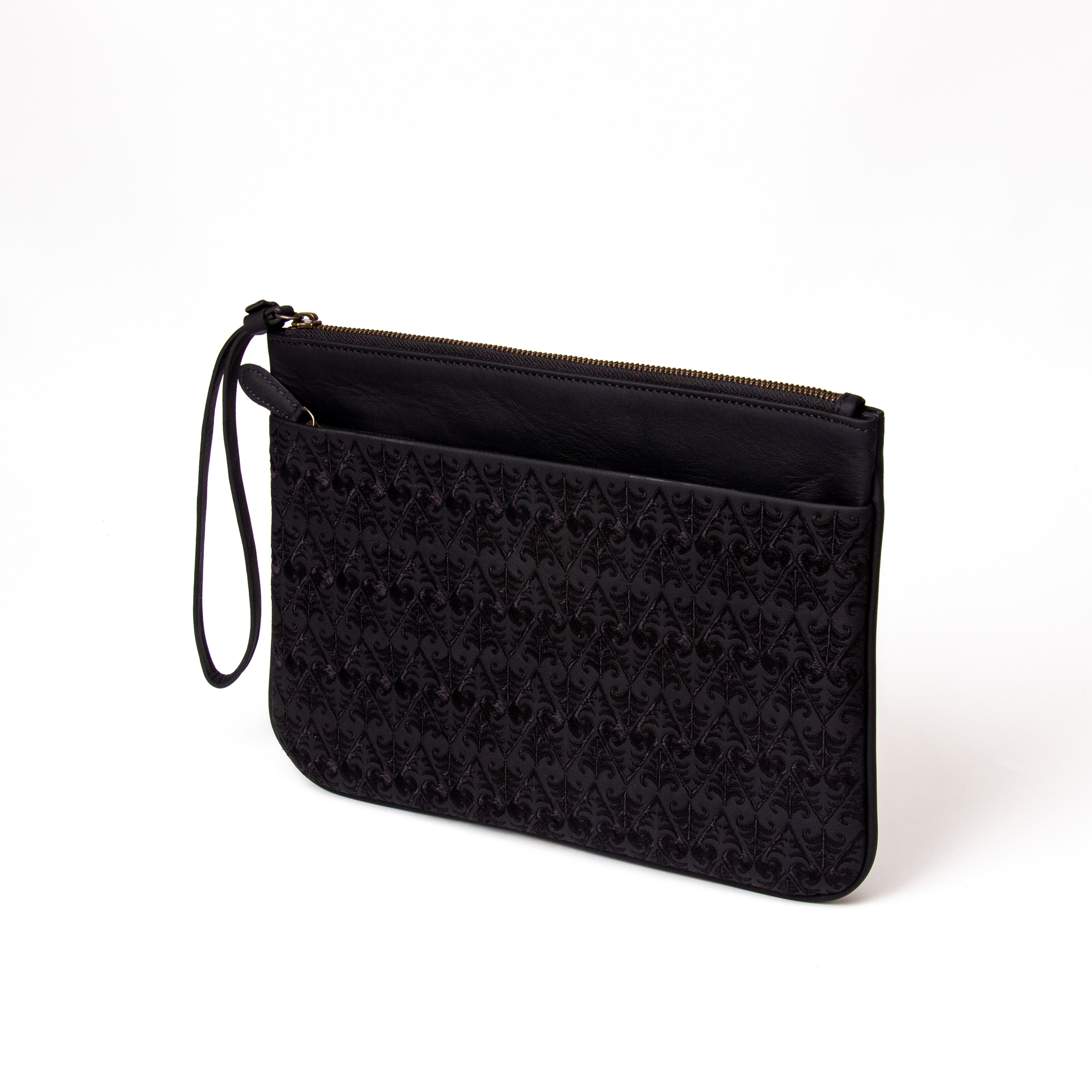 Cendana Pouch Batik Embroidery Genuine Leather Kulit Asli