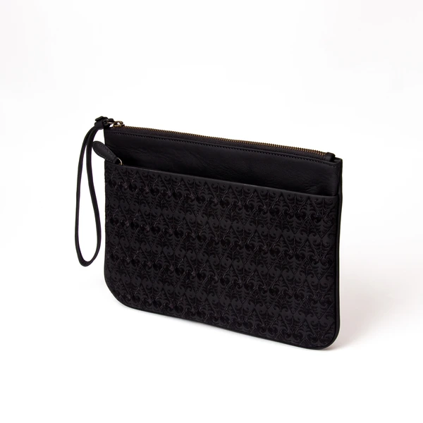 Cendana Pouch Batik Embroidery Genuine Leather Kulit Asli