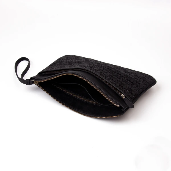 Cendana Pouch Batik Embroidery Genuine Leather Kulit Asli