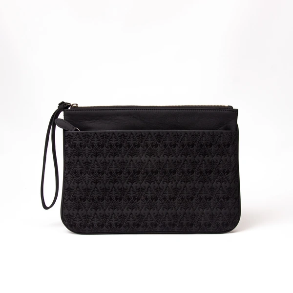Cendana Pouch Batik Embroidery Genuine Leather Kulit Asli