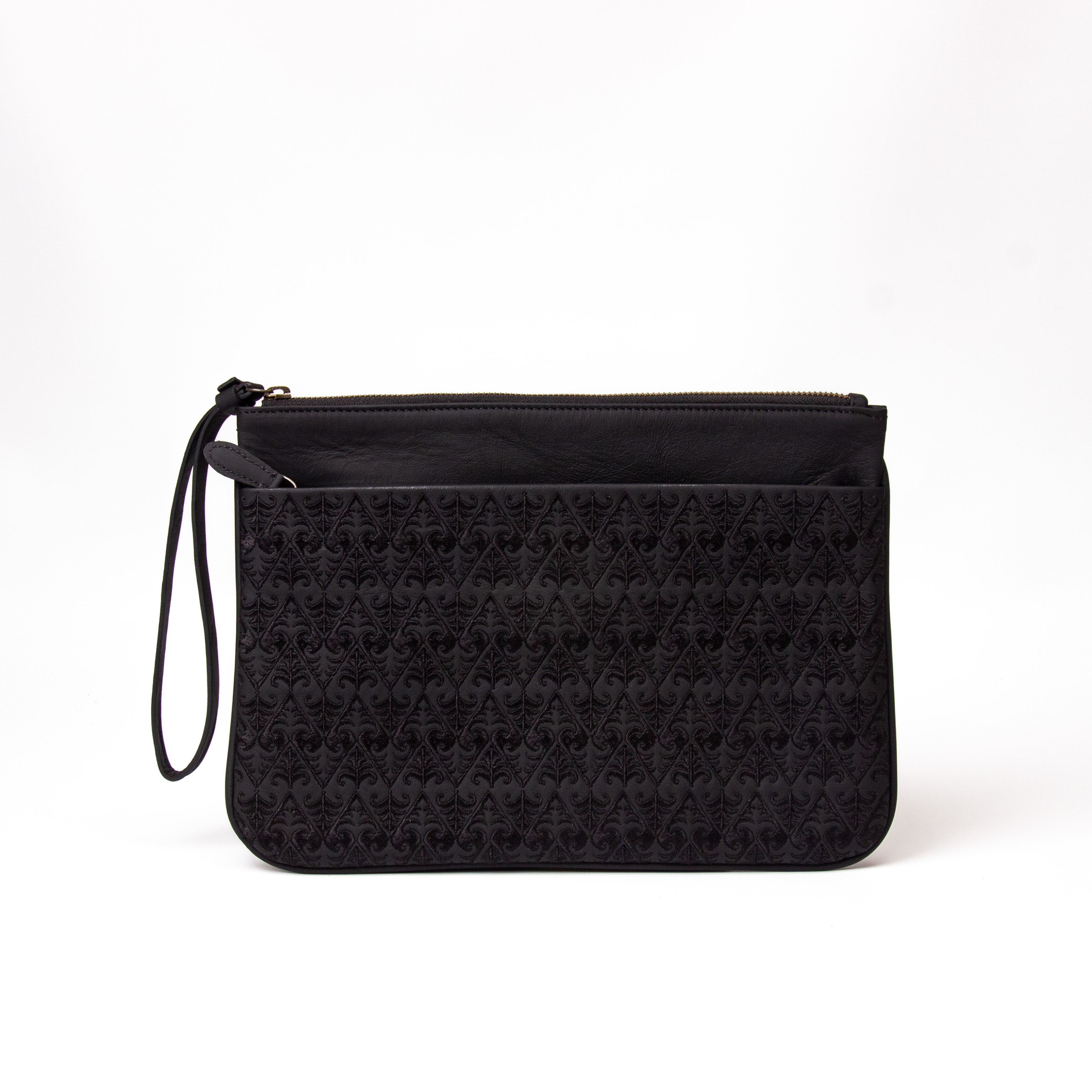 Cendana Pouch Batik Embroidery Genuine Leather Kulit Asli