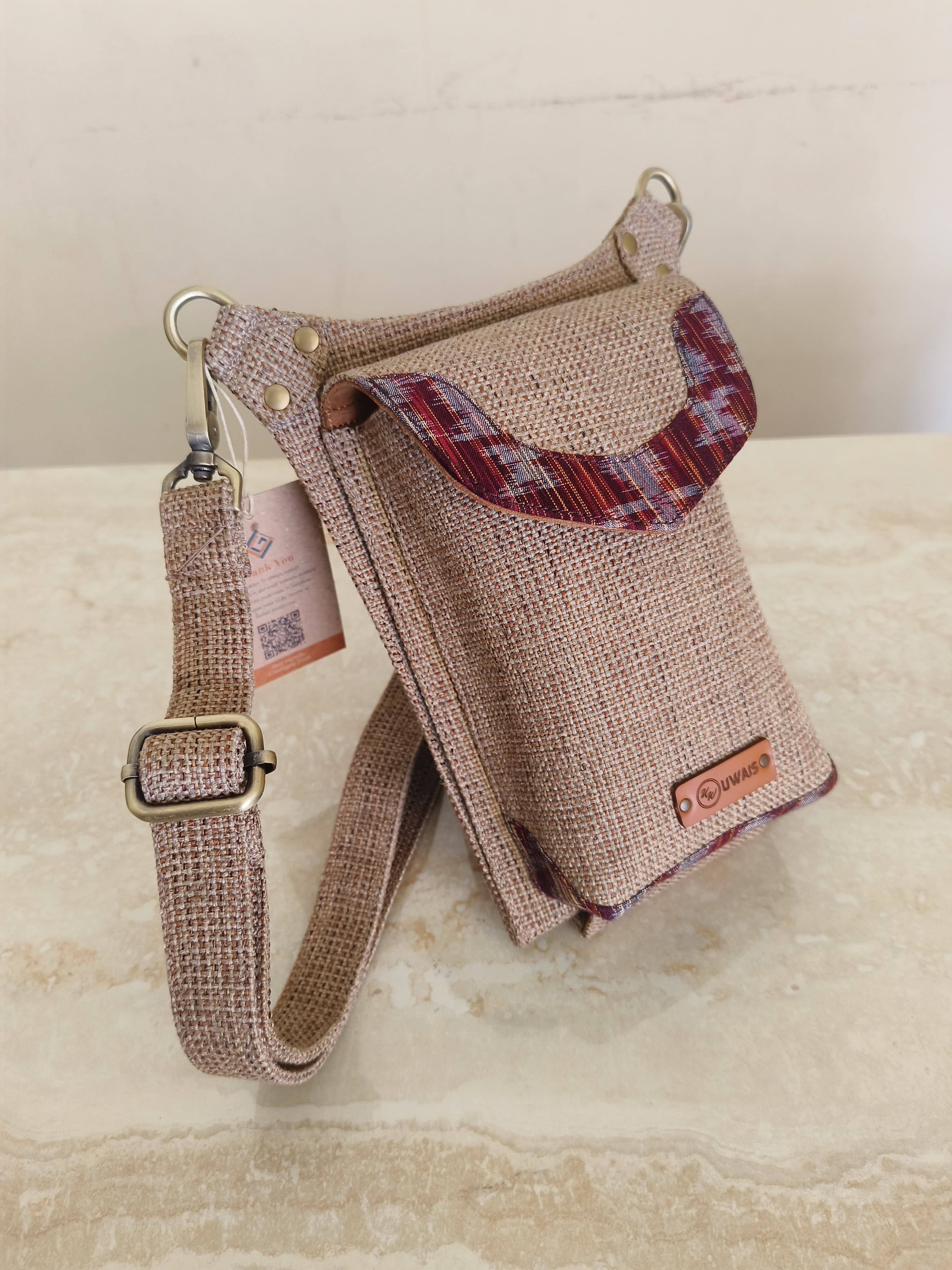 UWAISGEN Tas Selempang Pria Tas Endek Etnik Bali Handmade Agastya Slingbag