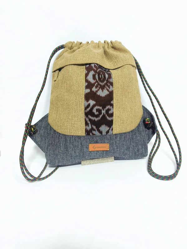 UWAISGEN Tas Punggung Serut Tas Etnik Bali Handmade Tas Serut Uwais